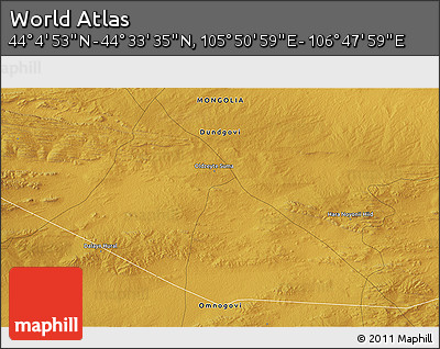 Physical 3D Map of the Area around 44° 19' 14" N, 106° 19' 29" E