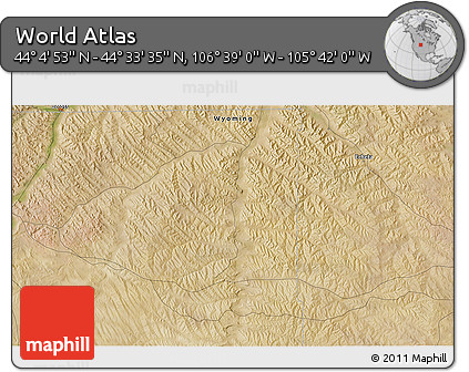 Satellite 3D Map of the Area around 44° 19' 14" N, 106° 10' 30" W