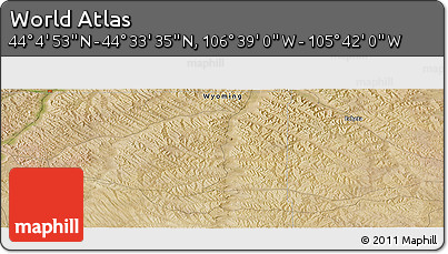 Satellite Panoramic Map of the Area around 44° 19' 14" N, 106° 10' 30" W