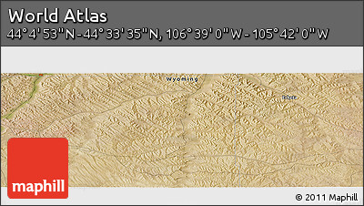Satellite Panoramic Map of the Area around 44° 19' 14" N, 106° 10' 30" W