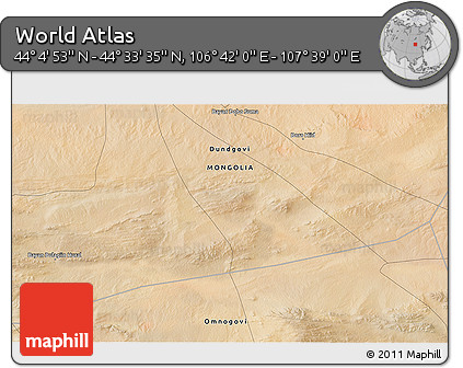 Satellite 3D Map of the Area around 44° 19' 14" N, 107° 10' 30" E