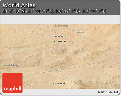 Satellite 3D Map of the Area around 44° 19' 14" N, 107° 10' 30" E