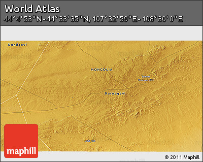 Physical 3D Map of the Area around 44° 19' 14" N, 108° 1' 30" E