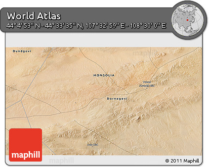 Satellite 3D Map of the Area around 44° 19' 14" N, 108° 1' 30" E