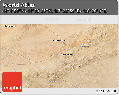 Satellite 3D Map of the Area around 44° 19' 14" N, 108° 1' 30" E