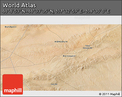 Satellite 3D Map of the Area around 44° 19' 14" N, 108° 1' 30" E