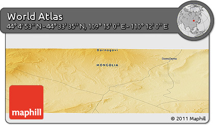 Physical Panoramic Map of the Area around 44° 19' 14" N, 109° 43' 29" E