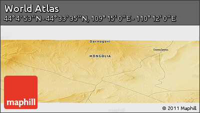 Physical Panoramic Map of the Area around 44° 19' 14" N, 109° 43' 29" E