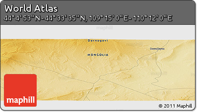 Physical Panoramic Map of the Area around 44° 19' 14" N, 109° 43' 29" E