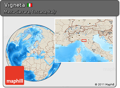 Shaded Relief Location Map of Vigneta