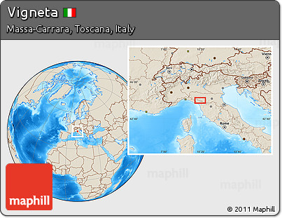 Shaded Relief Location Map of Vigneta