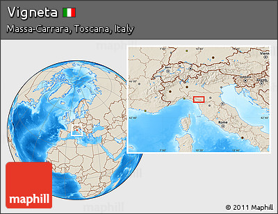 Shaded Relief Location Map of Vigneta