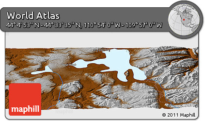 Physical Panoramic Map of the Area around 44° 19' 14" N, 110° 25' 30" W