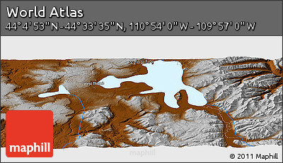 Physical Panoramic Map of the Area around 44° 19' 14" N, 110° 25' 30" W