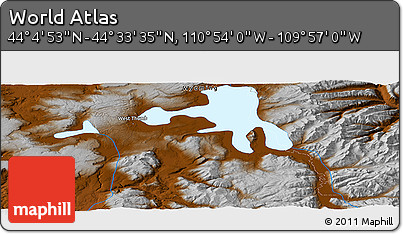 Physical Panoramic Map of the Area around 44° 19' 14" N, 110° 25' 30" W