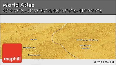 Physical Panoramic Map of the Area around 44° 19' 14" N, 111° 25' 30" E