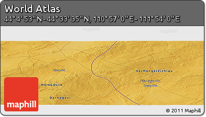 Physical Panoramic Map of the Area around 44° 19' 14" N, 111° 25' 30" E
