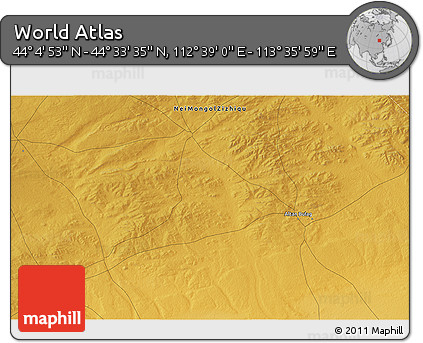 Physical 3D Map of the Area around 44° 19' 14" N, 113° 7' 30" E