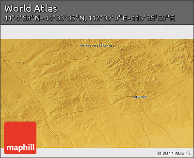 Physical 3D Map of the Area around 44° 19' 14" N, 113° 7' 30" E