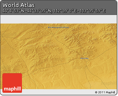 Physical 3D Map of the Area around 44° 19' 14" N, 113° 7' 30" E