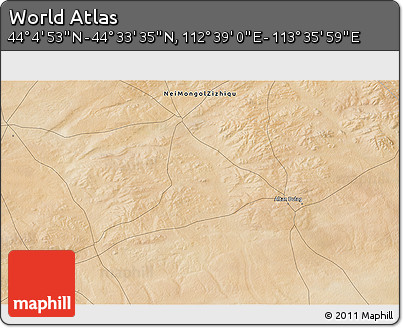 Satellite 3D Map of the Area around 44° 19' 14" N, 113° 7' 30" E