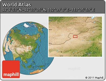 Satellite Location Map of the Area around 44° 19' 14" N, 113° 7' 30" E