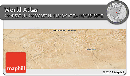 Satellite Panoramic Map of the Area around 44° 19' 14" N, 113° 7' 30" E