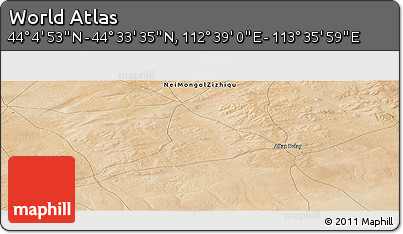 Satellite Panoramic Map of the Area around 44° 19' 14" N, 113° 7' 30" E