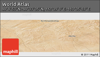 Satellite Panoramic Map of the Area around 44° 19' 14" N, 113° 7' 30" E