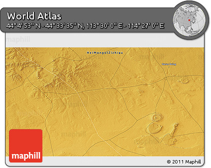 Physical 3D Map of the Area around 44° 19' 14" N, 113° 58' 29" E