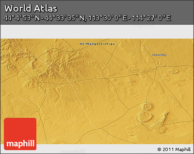 Physical 3D Map of the Area around 44° 19' 14" N, 113° 58' 29" E
