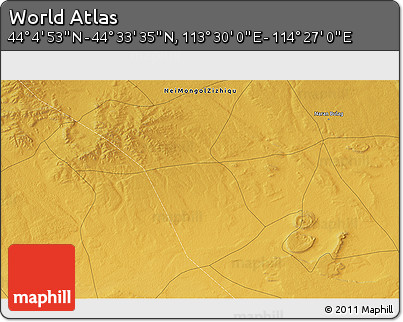 Physical 3D Map of the Area around 44° 19' 14" N, 113° 58' 29" E