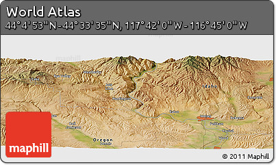 Satellite Panoramic Map of the Area around 44° 19' 14" N, 117° 13' 29" W