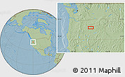 Savanna Style Location Map of the area around 44° 19' 14" N, 119° 46' 30" W, hill shading