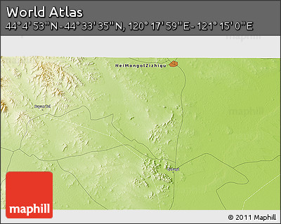 Physical 3D Map of the Area around 44° 19' 14" N, 120° 46' 30" E