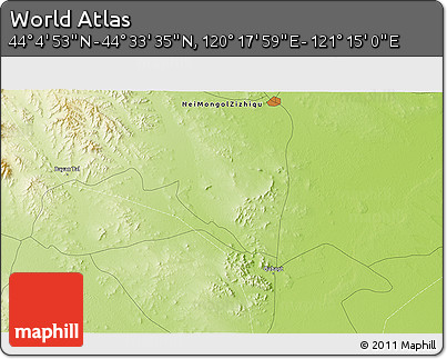 Physical 3D Map of the Area around 44° 19' 14" N, 120° 46' 30" E