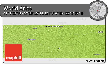 Physical Panoramic Map of the Area around 44° 19' 14" N, 121° 37' 30" E