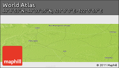 Physical Panoramic Map of the Area around 44° 19' 14" N, 121° 37' 30" E