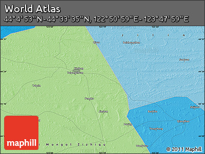 Political Map of the Area around 44° 19' 14" N, 123° 19' 29" E