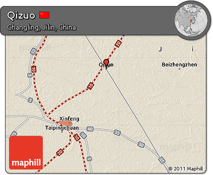 Shaded Relief Map of Qizuo