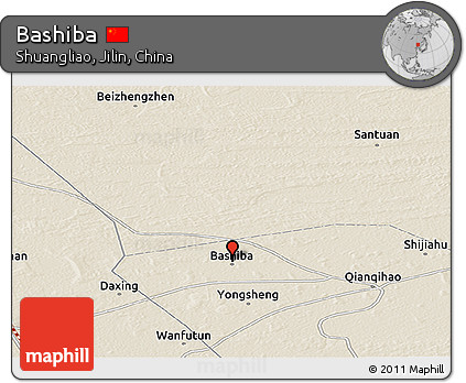 Shaded Relief Panoramic Map of Bashiba