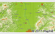 Physical 3D Map of the area around 44° 19' 14" N, 123° 10' 30" W