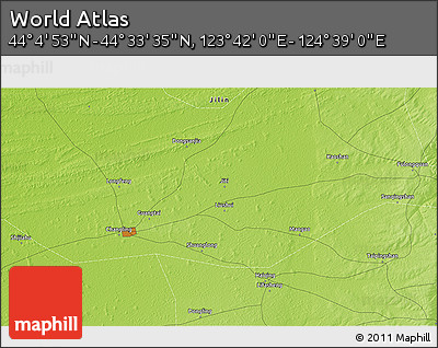 Physical 3D Map of the Area around 44° 19' 14" N, 124° 10' 30" E