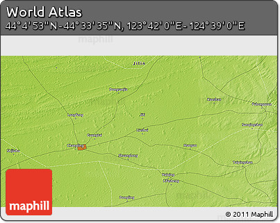 Physical 3D Map of the Area around 44° 19' 14" N, 124° 10' 30" E