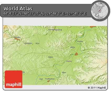 Physical 3D Map of the Area around 44° 19' 14" N, 129° 16' 30" E