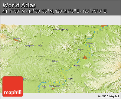 Physical 3D Map of the Area around 44° 19' 14" N, 129° 16' 30" E
