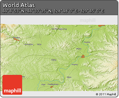 Physical 3D Map of the Area around 44° 19' 14" N, 129° 16' 30" E
