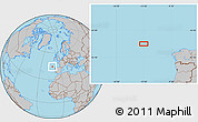 Gray Location Map of the area around 44° 19' 14" N, 12° 40' 30" W
