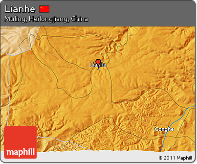 Political 3D Map of Lianhe