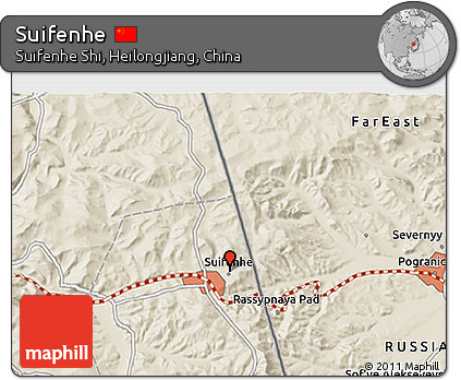 Shaded Relief 3D Map of Suifenhe